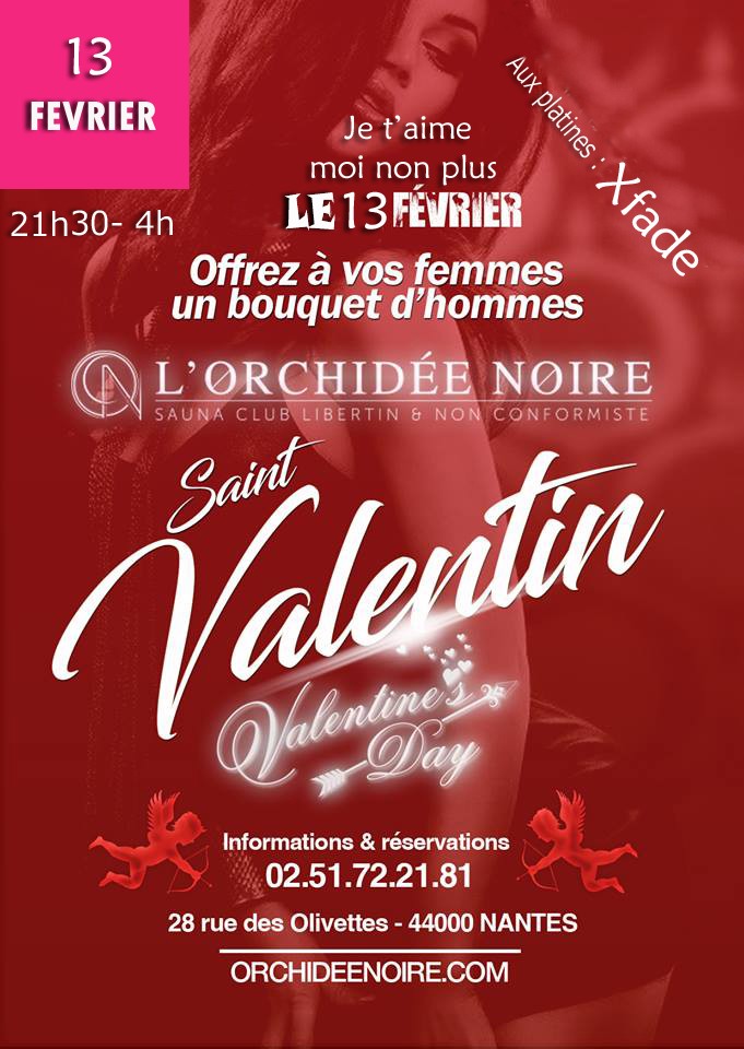 Soirée Saint Valentin 13 février à Nantes à l'Orchidée Noire